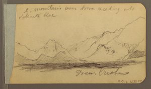Dessin, collines et chaînes de montagnes ; au verso : route dans les bois, 1889