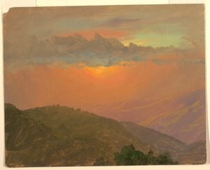 Dessin, colline au coucher du soleil, juillet 1865 - Frederic Edwin Church