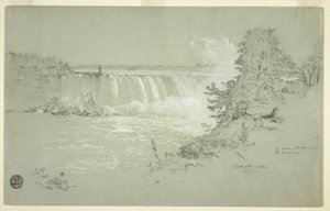 Dessin, chutes Horseshoe et île Goat de la Banque canadienne, 6 octobre 1856 - Frederic Edwin Church