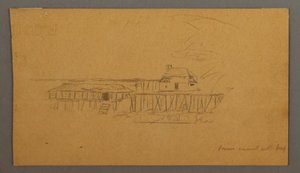 Dessin, maison et quai, peut-être 1859 - Frederic Edwin Church