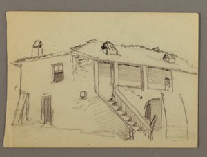 Dessin, maison, peut-être 1868-69