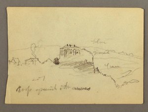 Dessin, Maisons sur la colline, peut-être 1868-69