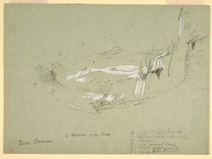Dessin, Isola Farnese dans la Campagne romaine, Italie, mai 1869 - Frederic Edwin Church