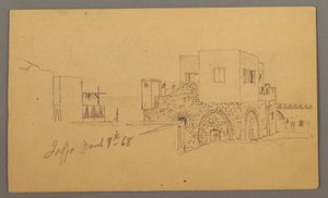 Dessin, coin de rue de Jaffa, Palestine [Tel Aviv, Israël], 9 mars 1868 - Frederic Edwin Church