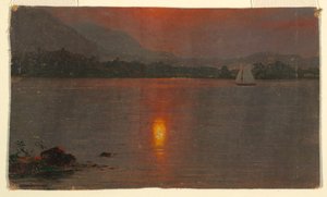 Dessin, lac Millinocket, coucher de soleil, 1870-80 - Frederic Edwin Church