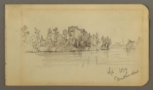 Dessin, lac et rive boisée, 1878 - Frederic Edwin Church