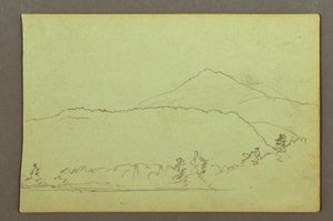 Dessin, lac, colline, peut-être 1856 - Frederic Edwin Church