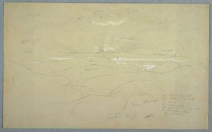 Dessin, paysage au coucher du soleil, Jamaïque, juillet 1865 - Frederic Edwin Church