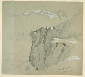 Dessin, Paysage dans les Alpes bernoises, 28 août 1868