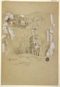 Dessin, Paysage près des thermes de Caracalla, Rome, février 1869