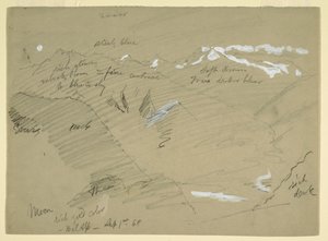 Dessin, Paysages des Alpes bernoises, près de Bel Alp, Suisse, septembre 1868
