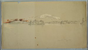 Dessin, lac Millinocket, vue du mont Katahdin, septembre 1878 - Frederic Edwin Church