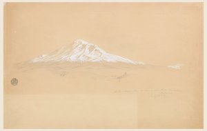 Dessin, Mont Chimborazo depuis la maison du père Pablo Bustamante, Riobamba, Équateur, 14 juillet 1857 - Frederic Edwin Church