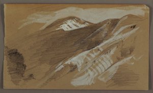 Dessin, paysage de montagne, Jamaïque, Antilles, août 1868 - Frederic Edwin Church