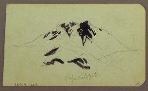 Dessin, paysage de montagne, Taluca, figure ; verso : Popocatapetl, 1883 - Frederic Edwin Church