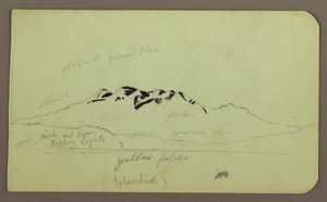 Dessin, paysage de montagne, "L