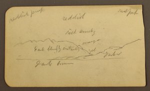 Dessin, paysage de montagne ; verso : inscriptions, 1885 - Frederic Edwin Church