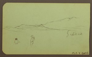 Dessin, paysage de montagne ; verso : paysage de montagne, figure, 1883 - Frederic Edwin Church