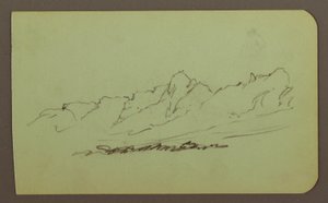 Dessin, paysage de montagne ; verso : chaîne de montagnes, figure, 1883 - Frederic Edwin Church