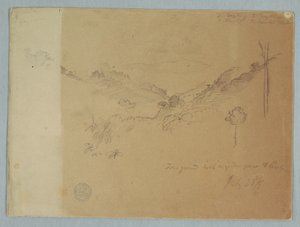 Dessin, paysage de montagne près de Jorje, Équateur, 23 juillet 1857 - Frederic Edwin Church
