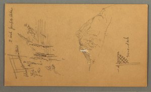 Dessin, pic montagneux, végétation en bordure de piscine, 1868 - Frederic Edwin Church