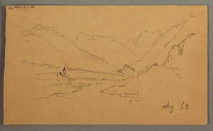 Dessin, pics montagneux, 1868