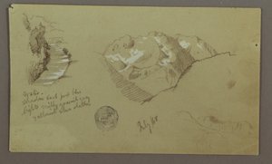 Dessin, sommets montagneux, rivière, juillet 1868 - Frederic Edwin Church