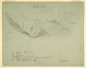 Dessin, sommets montagneux près de Berchtesgaden, Bavière, juin-juillet 1868