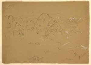 Dessin, montagne, Wady el-Arabah, 23 février 1868 - Frederic Edwin Church