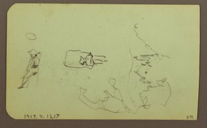Dessin, montagnes, église ; verso : figures, église, 1883 - Frederic Edwin Church