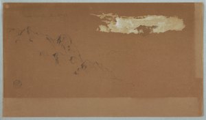 Dessin, montagnes près de Mocho, Équateur, montrant probablement le mont Chimoborazo encadré par des nuages, 16 juin 1857 - Frederic Edwin Church