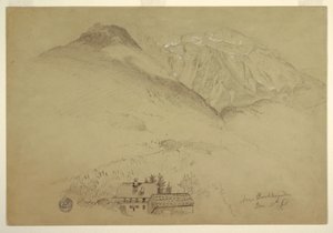 Dessin, Monts Goell et Brett près de Berchtesgarden, Bavière, 28 juin 1868 - Frederic Edwin Church