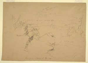Dessin, chutes du Niagara, vue de l