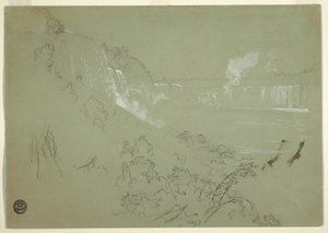 Dessin, chutes du Niagara depuis la base de Prospect Point, 1856 ou 1858 - Frederic Edwin Church