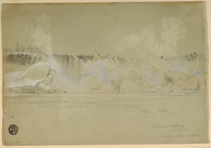 Dessin, chutes du Niagara dans la neige, vue du nord-ouest, 20 mars 1856 - Frederic Edwin Church