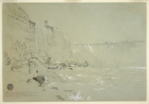 Dessin, chutes du Niagara avec la tour Terrapin, 1856 - Frederic Edwin Church