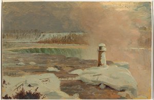 Dessin, rivière Niagara et chutes dans la neige, mars 1856 - Frederic Edwin Church