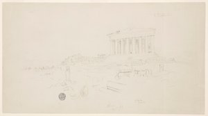 Dessin, Parthénon et Erectheion, Athènes, avril 1869