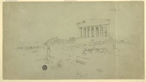 Dessin, Parthénon et Erectheion, Athènes, avril 1869 - Frederic Edwin Church