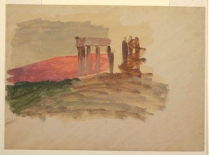 Dessin, Esquisse rapide du temple de Corinthe, 1869