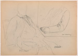 Dessin, Robert L. Stuart assis, premier portrait, pour le Presbytarian Hospital ; Mr. W. ARmory, étude de la poitrine et du bras, 1881