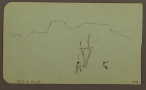 Dessin, paroi rocheuse, pilastre ; verso : paysage de montagne, figures, 1883 - Frederic Edwin Church