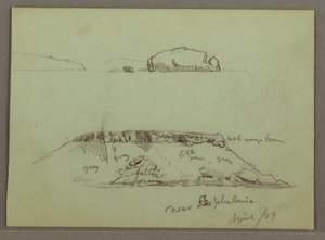 Dessin, Rochers devant la côte, Falaises rocheuses près de la côte, avril 1869 - Frederic Edwin Church