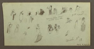 Dessin, toits surplombant la mer, porte d