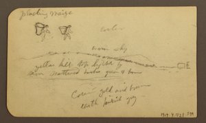 Dessin, montagne escarpée traversant une plaine ; verso : figures, paysage, 12 décembre 1884 - Frederic Edwin Church