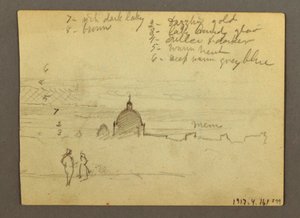 Dessin, Basilique Saint-Pierre et Cité du Vatican (vue du nord), Rome, Italie, janvier 1869 - Frederic Edwin Church