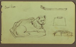 Dessin, statue de lion, esquif ; verso : statue de lion, décembre 1883 - Frederic Edwin Church