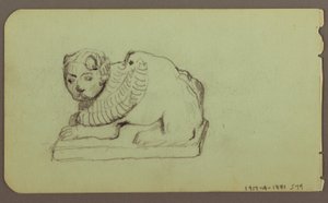 Dessin, statue de lion, esquif ; verso : statue de lion, décembre 1883 - Frederic Edwin Church