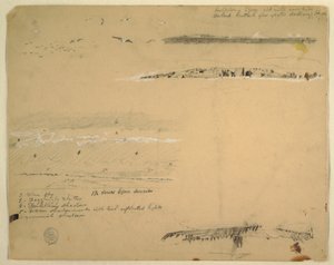 Dessin, études de mouettes, côte rocheuse et ciel nuageux, Great Manan, Canada, septembre 1851 - Frederic Edwin Church