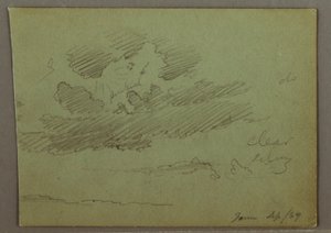 Dessin, rayon de soleil derrière les nuages, septembre 1869 - Frederic Edwin Church